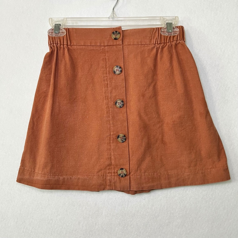Good Luck Gem Terracotta Retro 70s Boho Whimsigoth Button Front Mini Skirt S